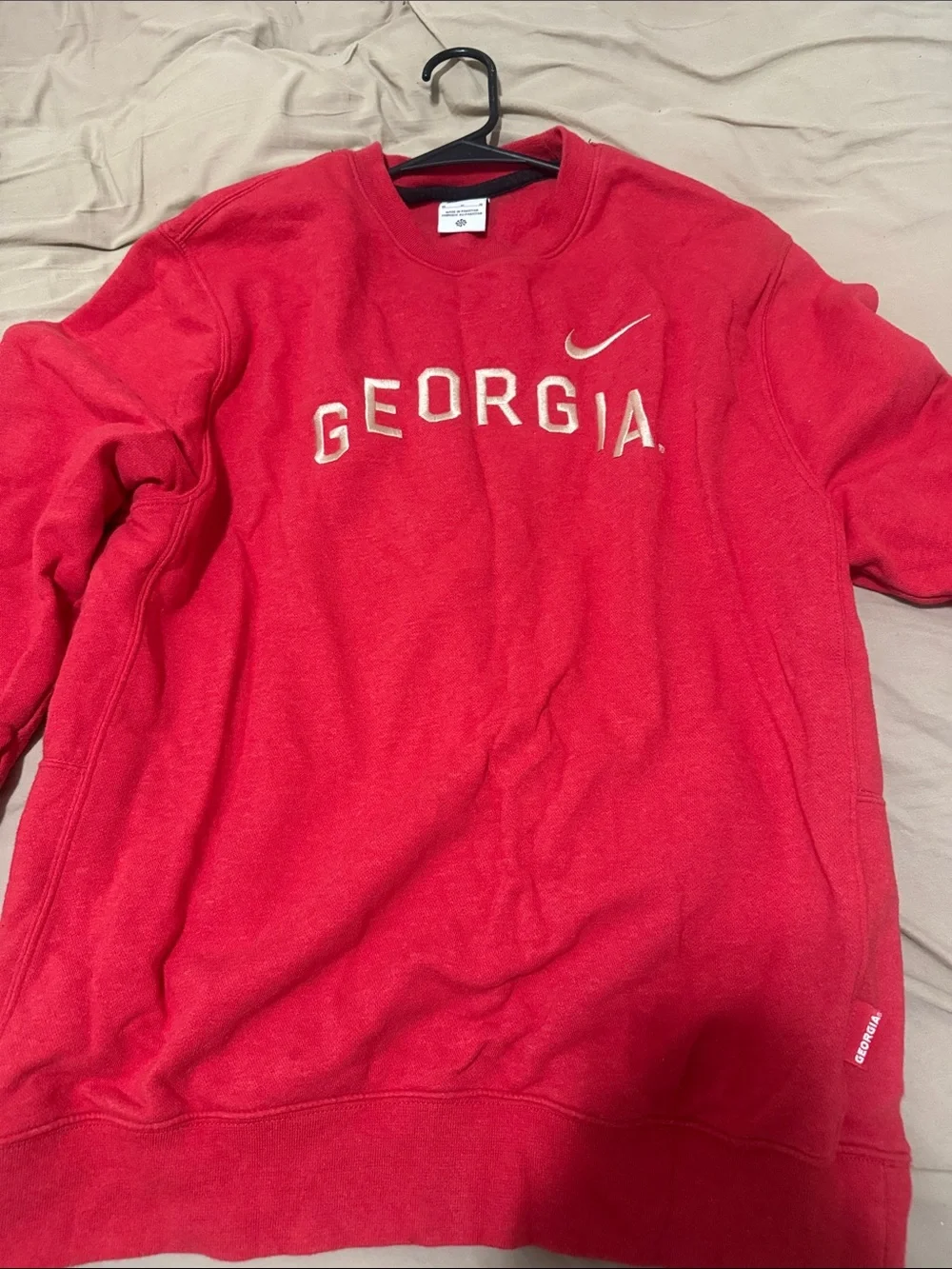 Nike Red Georgia Crewneck Sweatshirt with gold Script